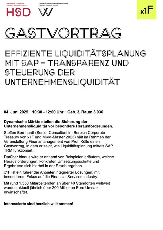 Gastvortrag Effiziente Liquiditätsplanung mit SAP 